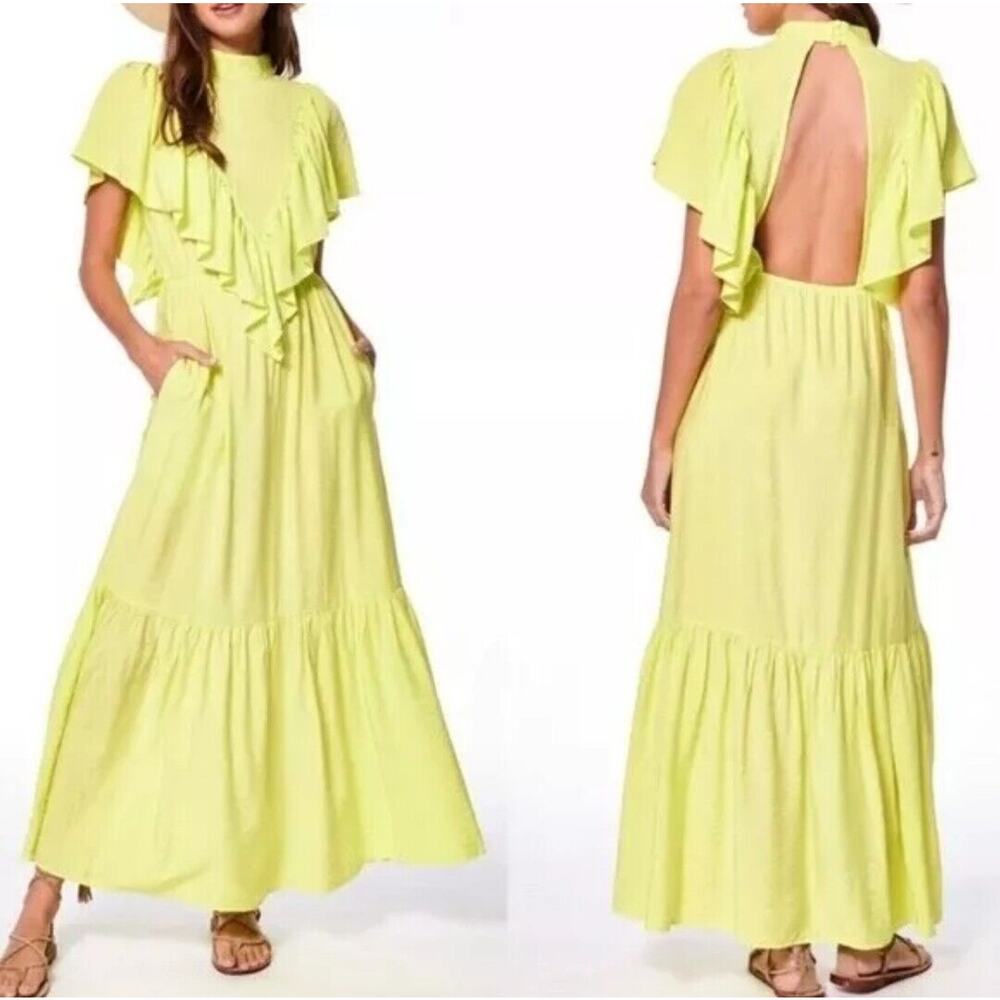 $230 NWT YOUNG FABULOUS & BROKE Sz M CRUZ flutter sleeve dress margarita